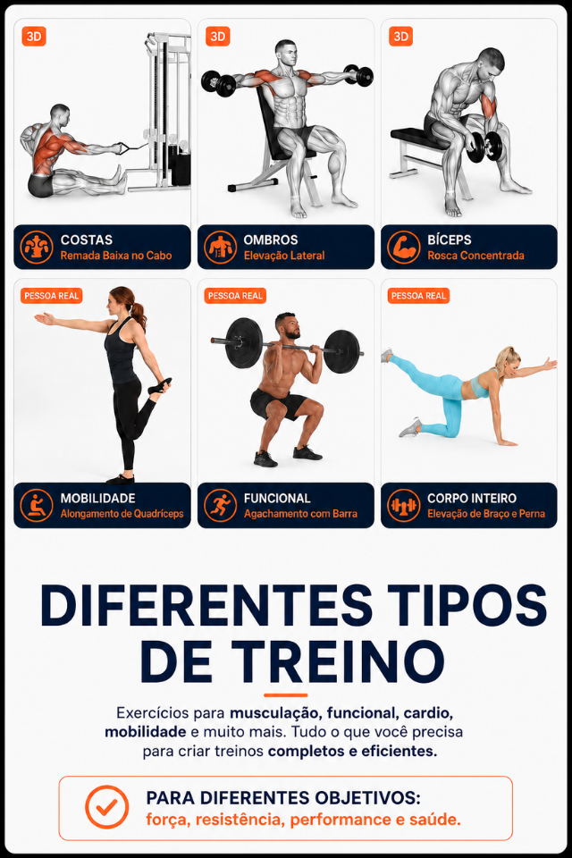 Exercícios para diferentes tipos de treino